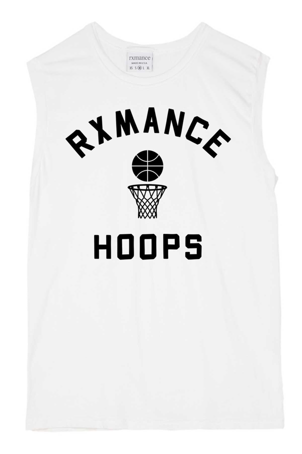 Rxmance Unisex White Hoops Muscle T
