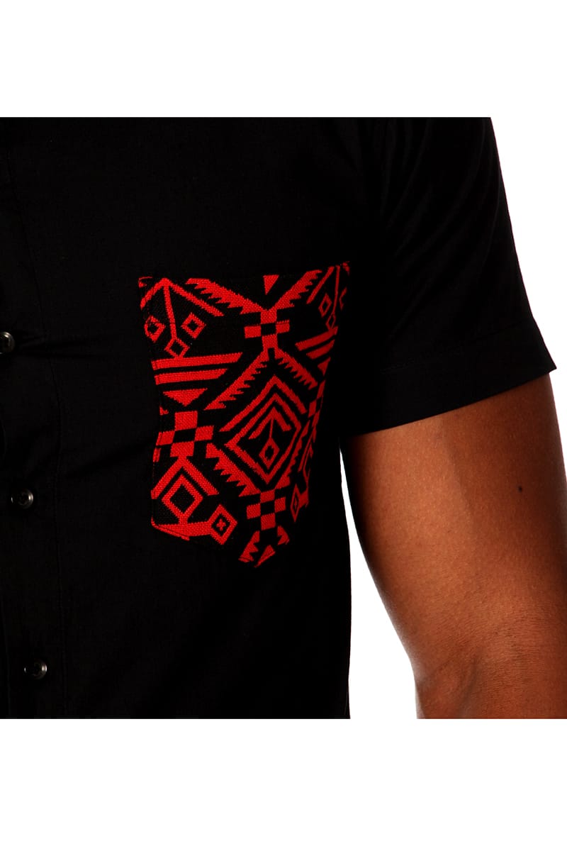 Something Strong Black Tribal Tom Button-Up