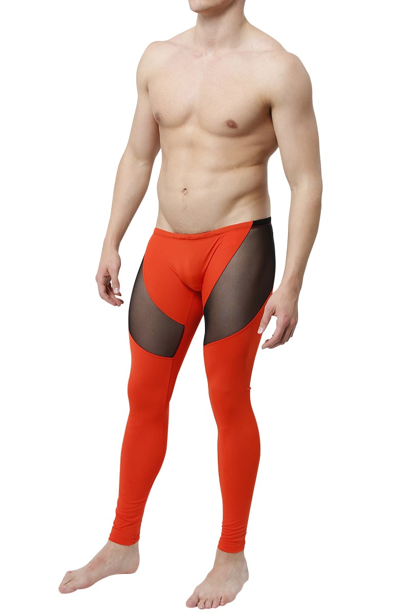 CheapUndies Burnt Orange Mesh Panel Performance Tight