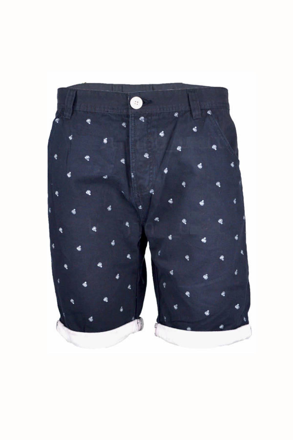 Soul Star Navy Bicycle Print Upfold Short