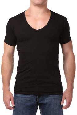 Papi Black Body Defining V-Neck Shirt thumbnail 1