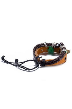Brown Leather Infinity Charm Bracelet thumbnail 3