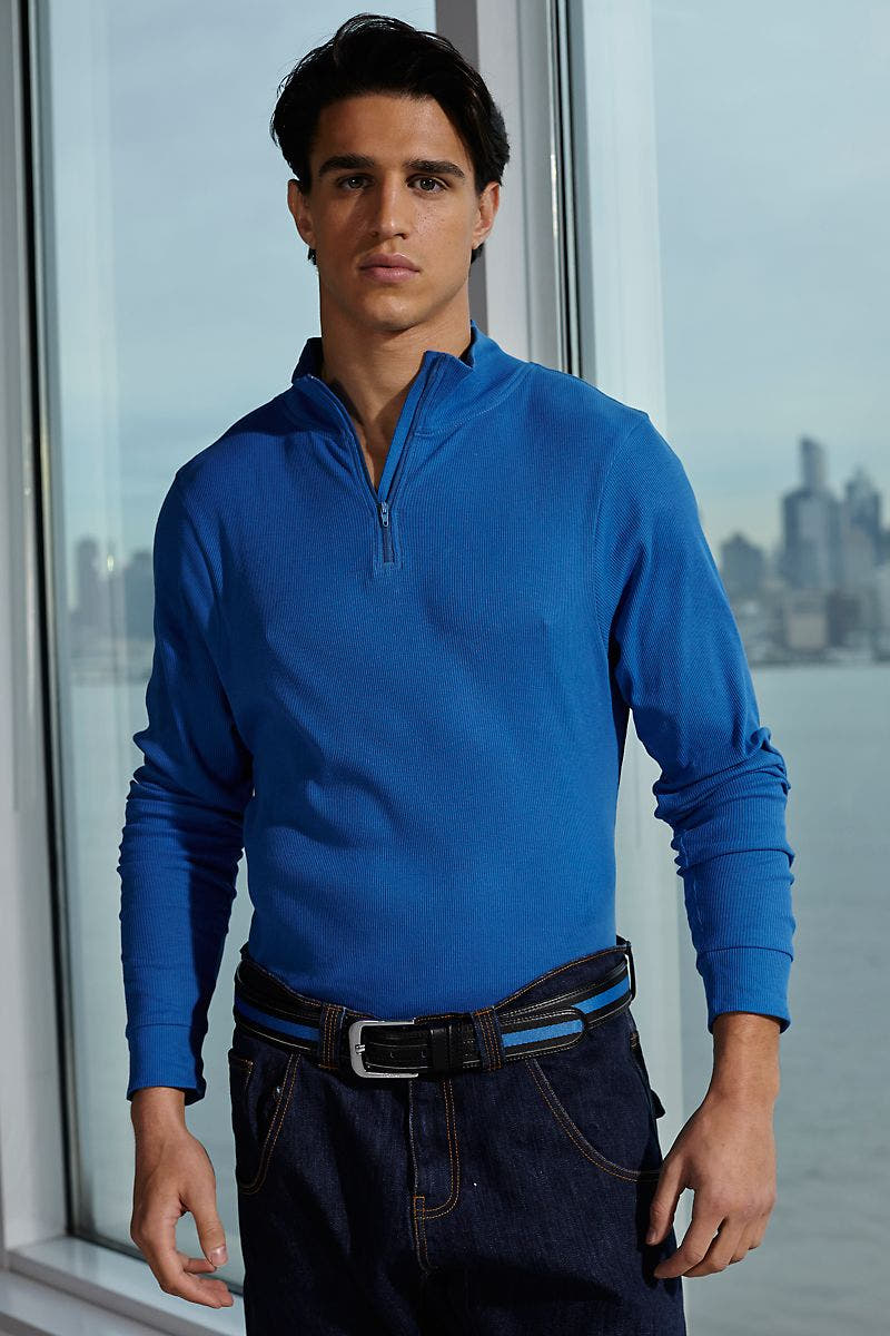P.O.V. Royal Blue Basic-Zip Mock Turtleneck