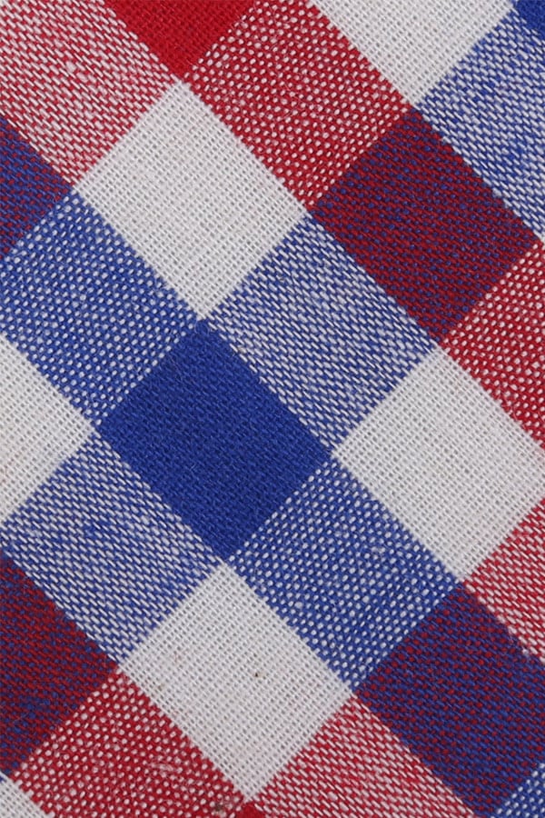 Skinny Tie Madness Red & Blue Checked Tie