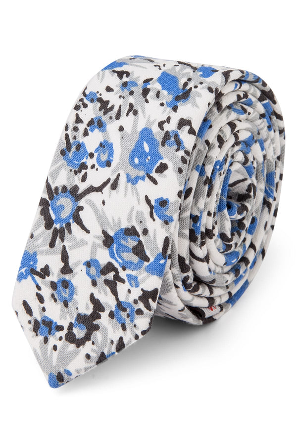 Skinny Tie Madness Grey & Blue Evil Flower-Killer Tie