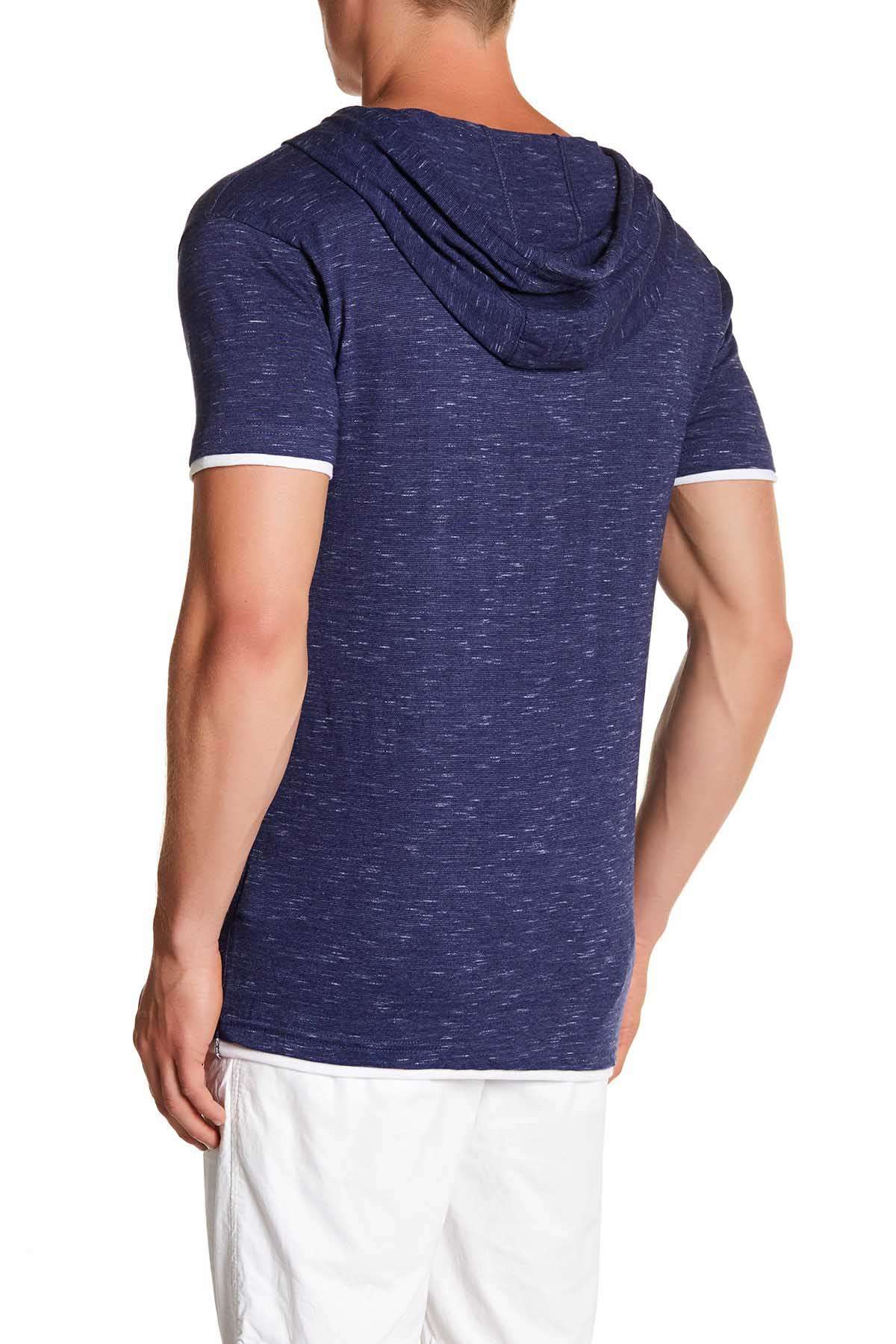 Pop Icon Blue Space-Dyed Hooded Henley