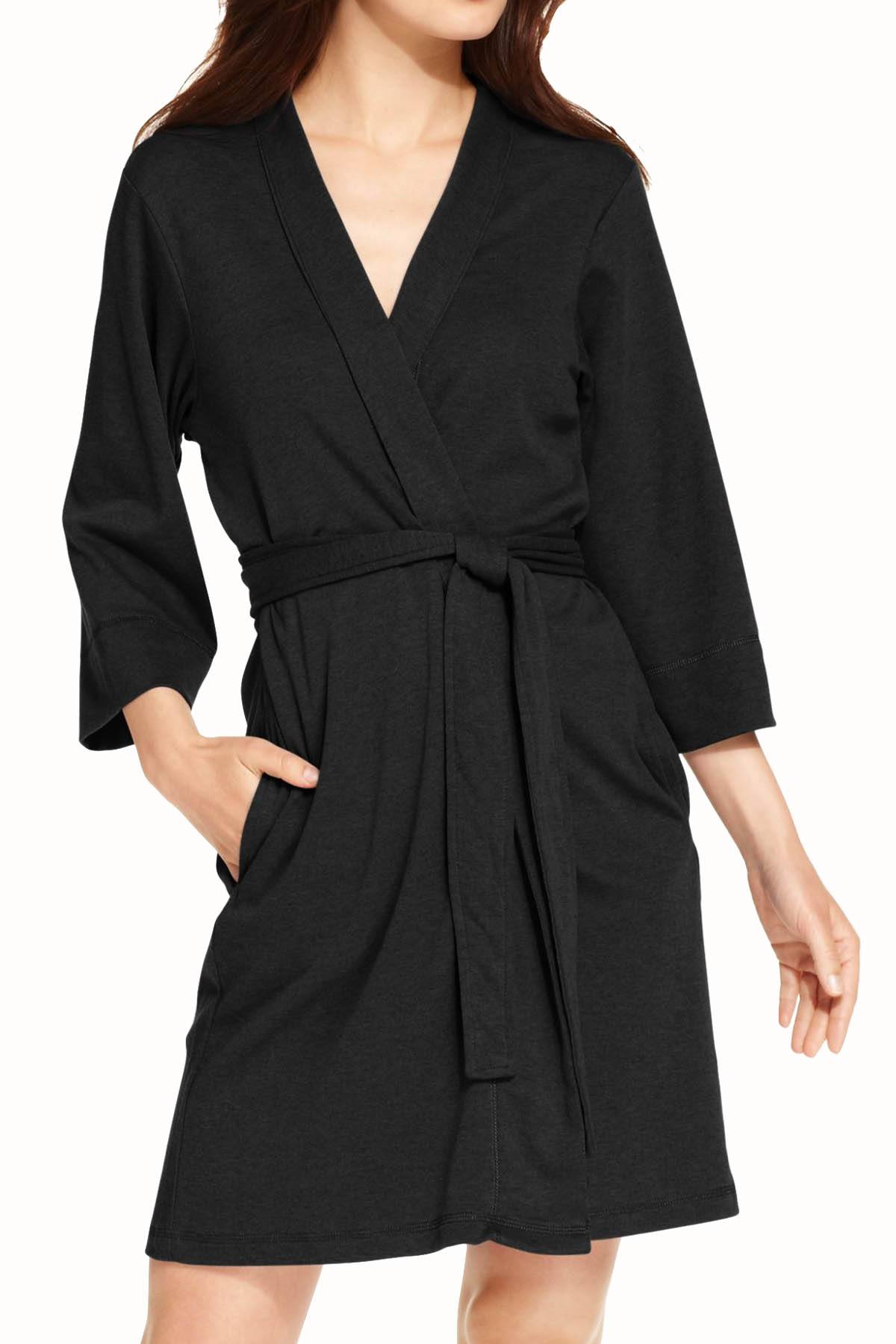 Jockey Black Cotton Interlock Robe