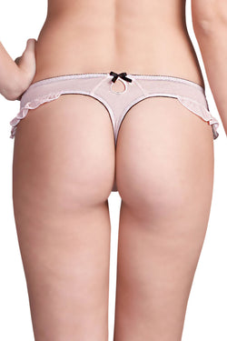 Affinitas Georgina Nude & Black Embroidered Thong thumbnail 4