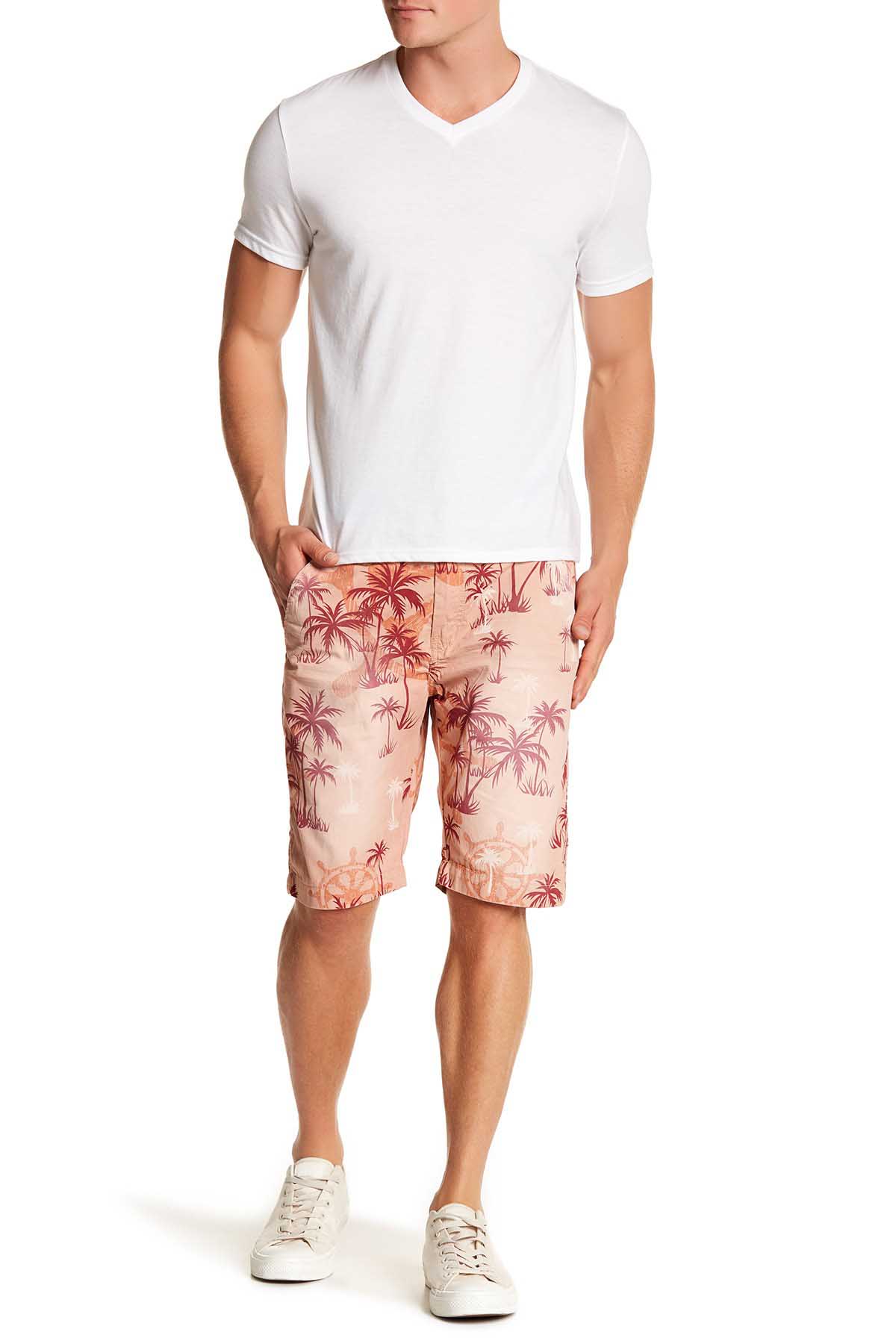 Pop Icon Orange Palms Floral Flat Front Short