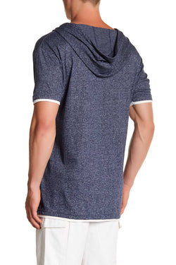 Pop Icon Navy Space-Dyed Hooded Henley thumbnail 2