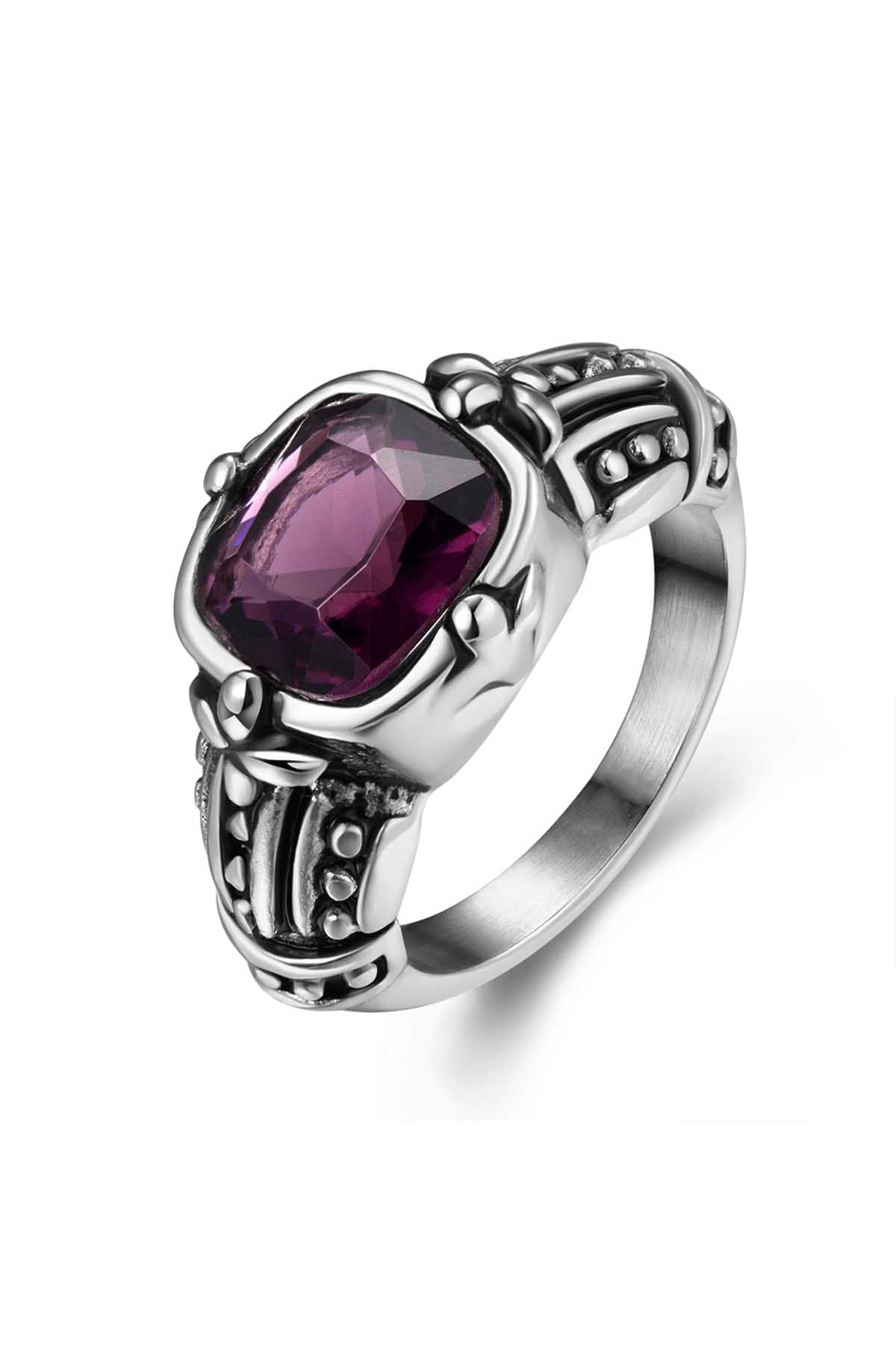 Gomaya Purple Trinitite Stainless Steel Ring