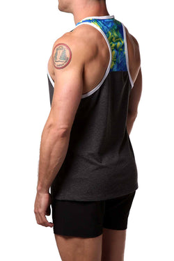 Freedom Reigns Charcoal/Floral Retro Tank Top thumbnail 2