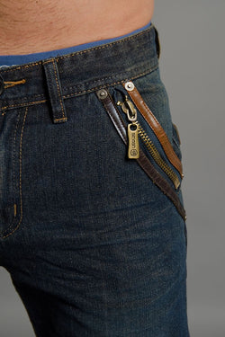 Smash Dark Denim Leather-Trim Jean thumbnail 4