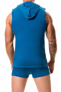 Jor Petrol-Blue Sleeveless Warrior Hoodie thumbnail 2