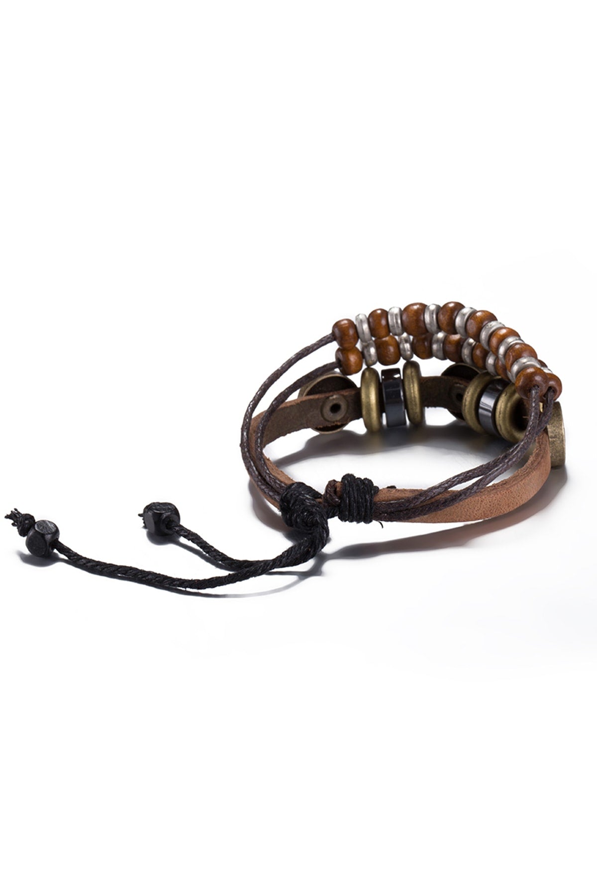 Light Brown Leather Independent Charm Bracelet