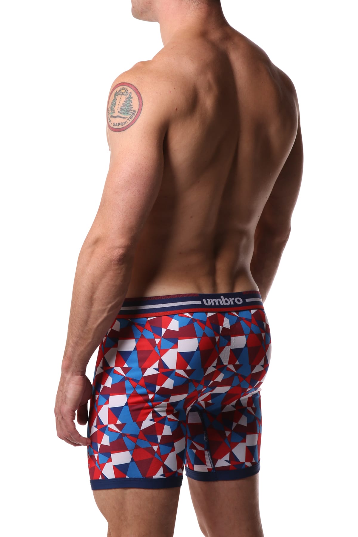 Umbro Red/White/Blue Geometric Shapes Performance Boxer Brief