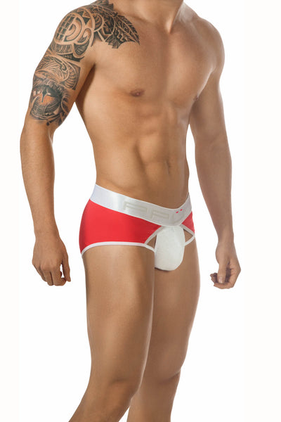 PPÜ Red/White Heart-Pattern Cut-Out Brief