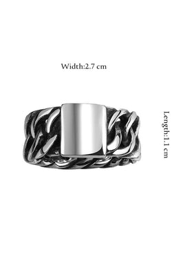 Gomaya Silver Chain & Plate Stainless Steel Ring thumbnail 3