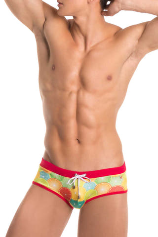 Jor Printed Orange Swim Brief