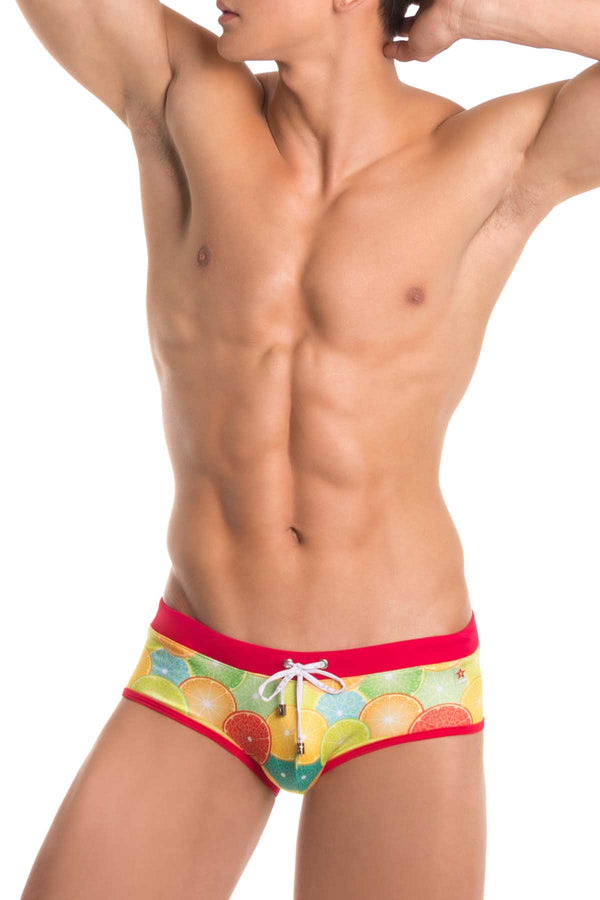 Jor Printed Orange Swim Brief