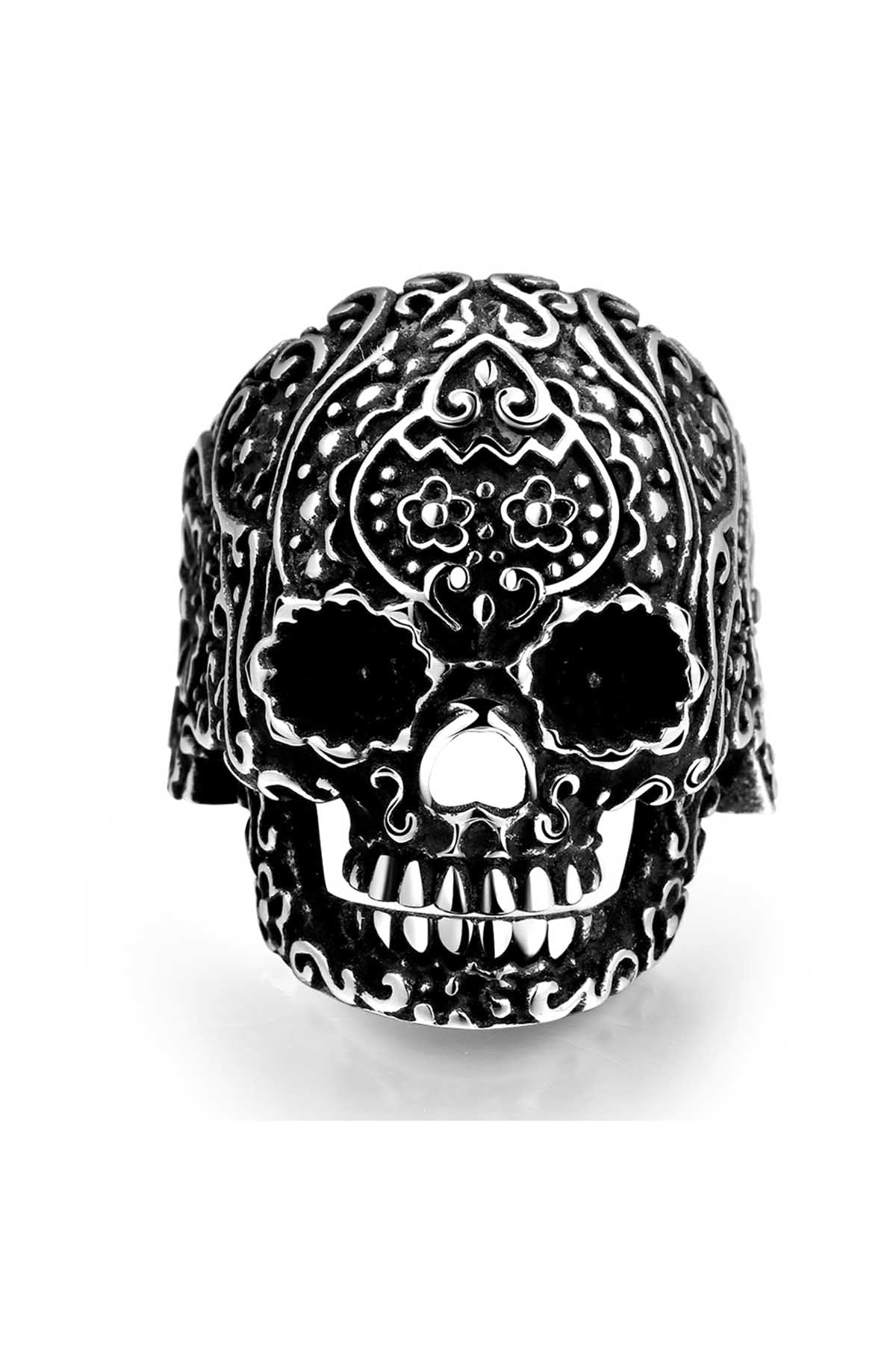 Gomaya Aztec Skull Stainless Steel Ring