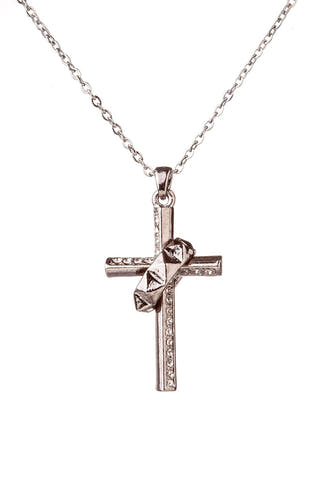 Rave Silver Cross & Ring Necklace