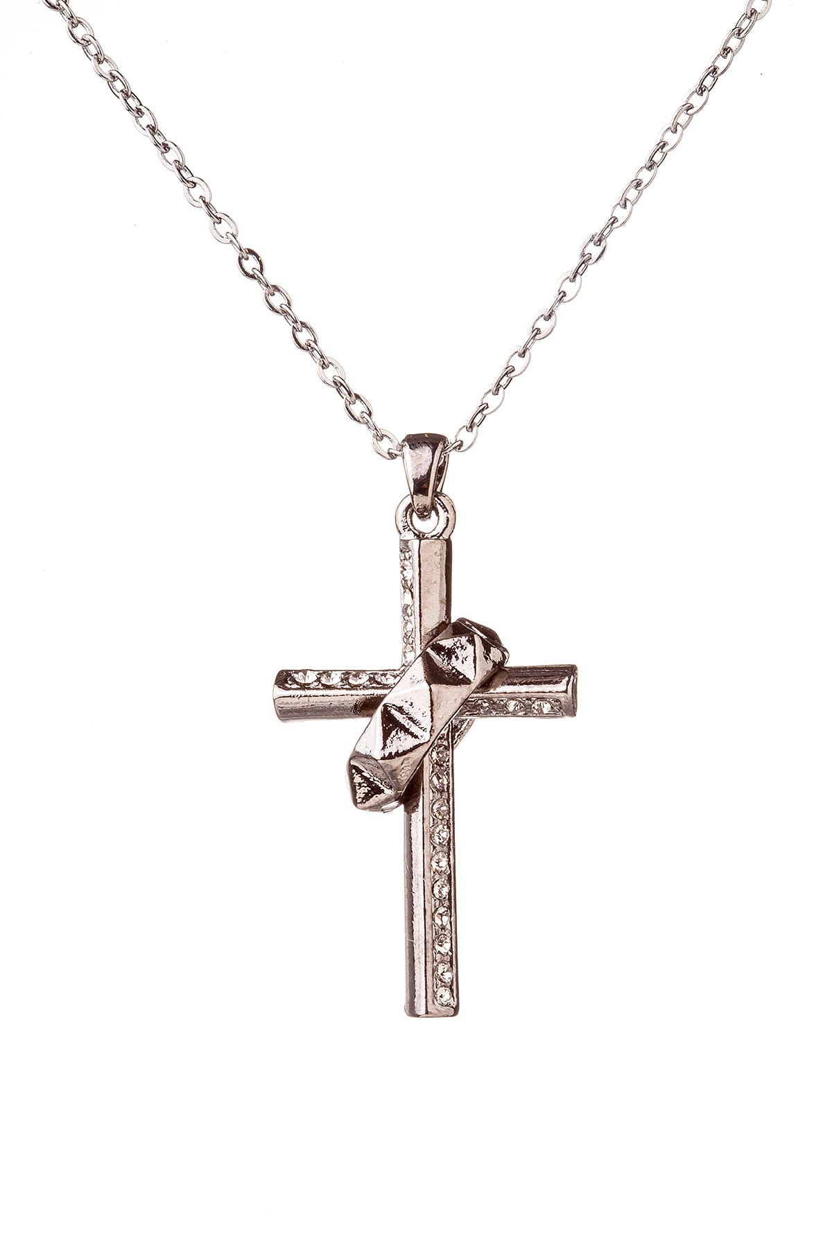 Rave Silver Cross & Ring Necklace