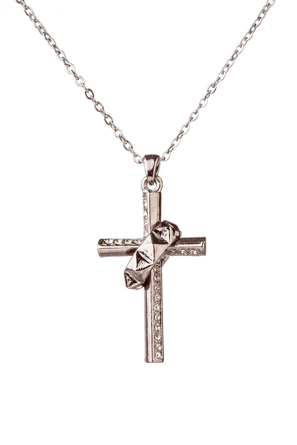Rave Silver Cross & Ring Necklace