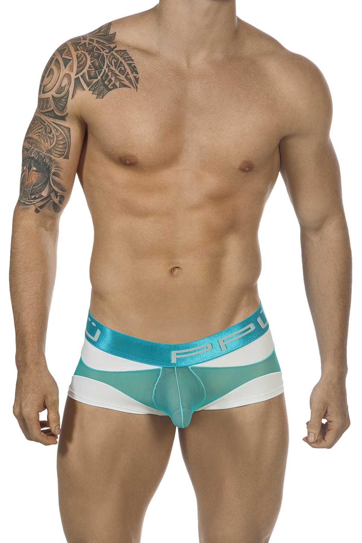 PPÜ White/Turquoise Trunk-Brief
