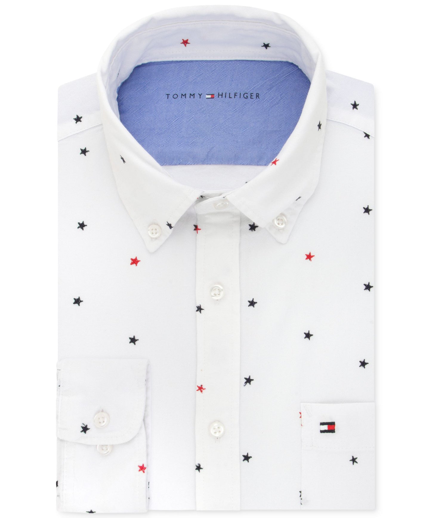 Men's Tommy Hilfiger Slim-Fit White Star Embroidered Shirt XLarge 17-17 1/2