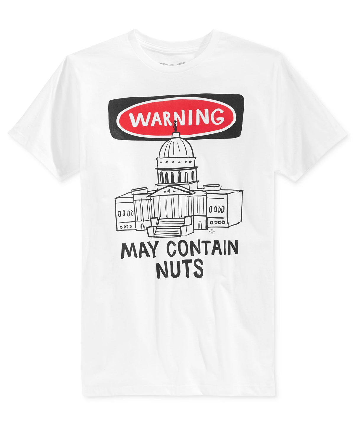 Goodie Two Sleeves  Graphic Warning Casual Shirt White M