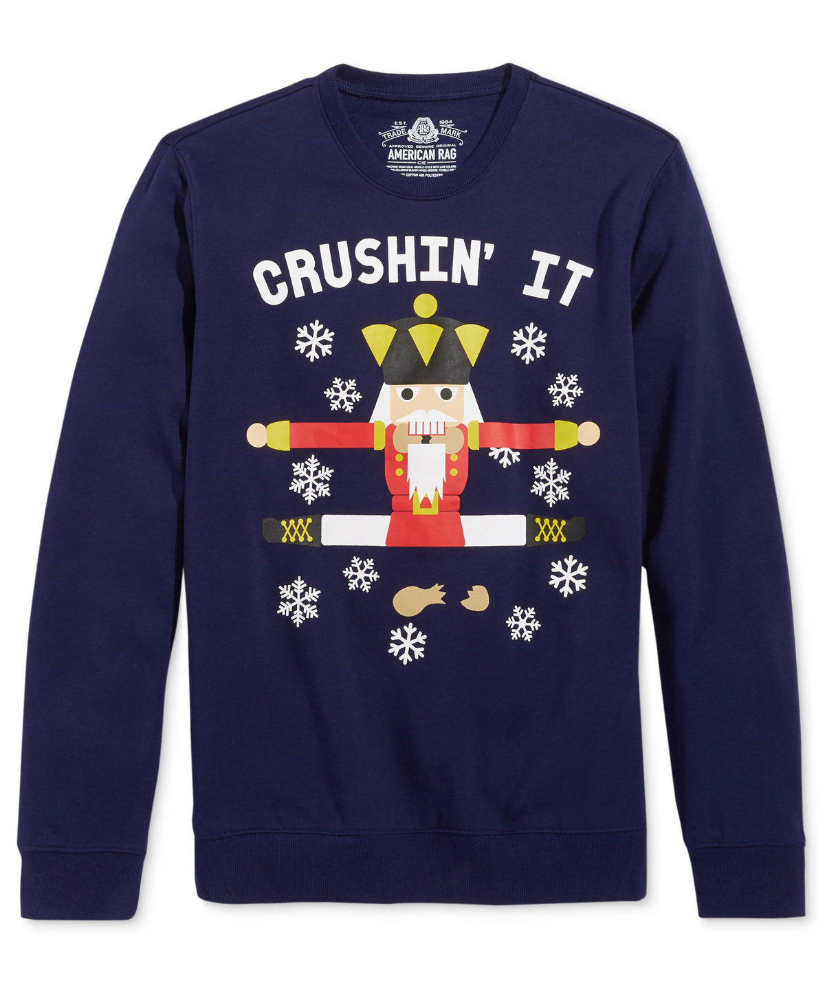 American Rag Nutcracker Crewneck Sweater Blue Small