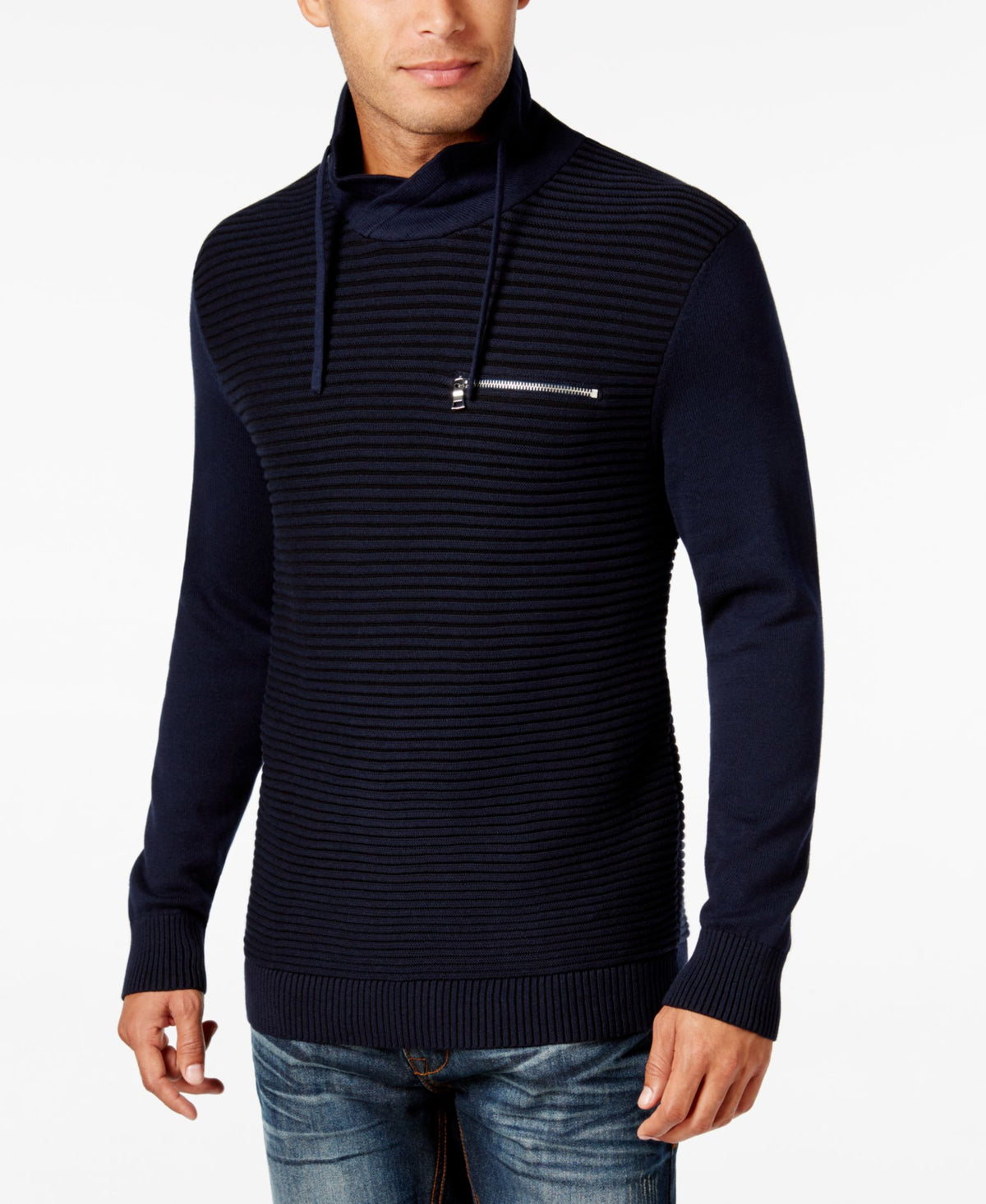 INC International Concepts Textured Funnel-Neck Sweater Medium