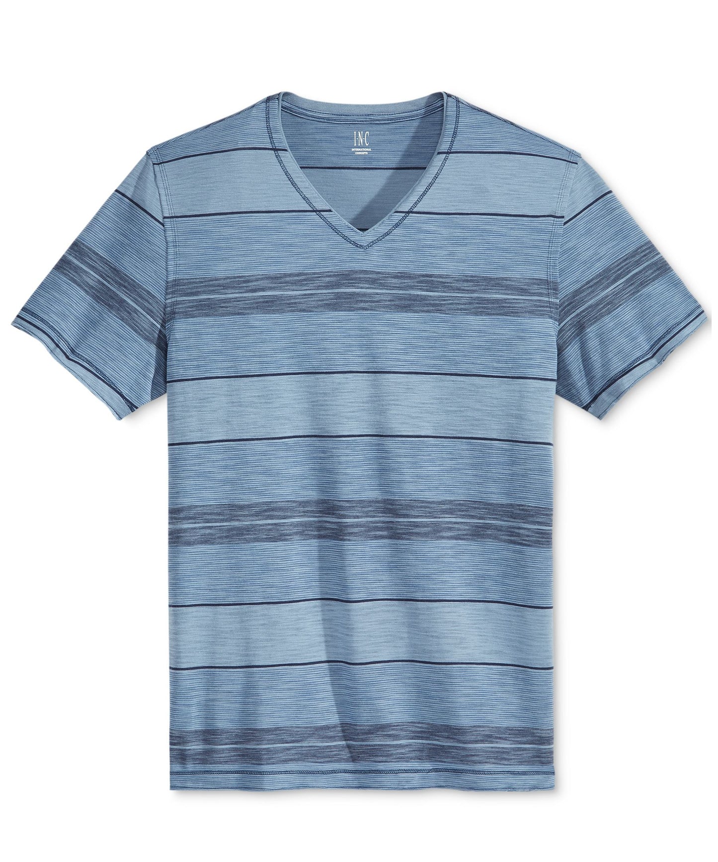 INC International Concepts Yes Stripe V-Neck T-Shirt  Large