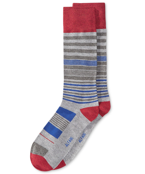 Alfani Grey Maroon Blue Striped Casual Dress Socks 7-13