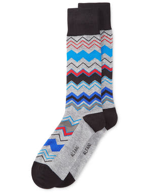 Alfani  Chevron Stripe Blue Grey Casual Dress Socks