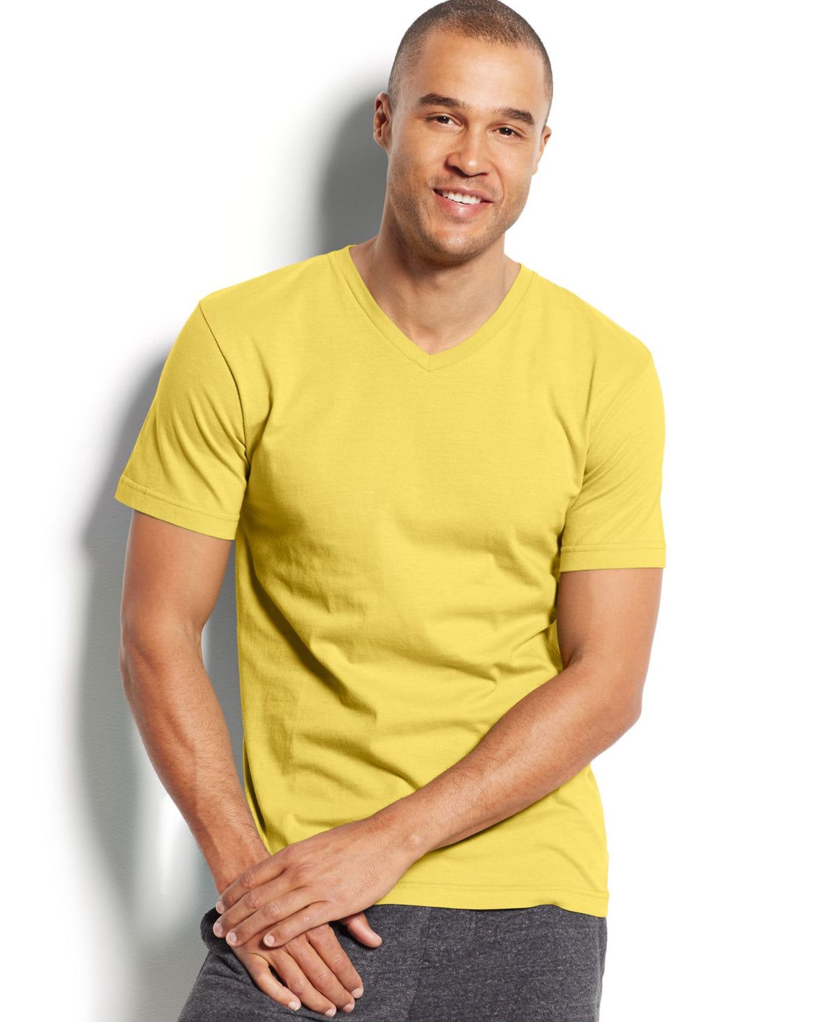 Alfani Short Sleeve V-Neck Solid Fashion T-Shirt