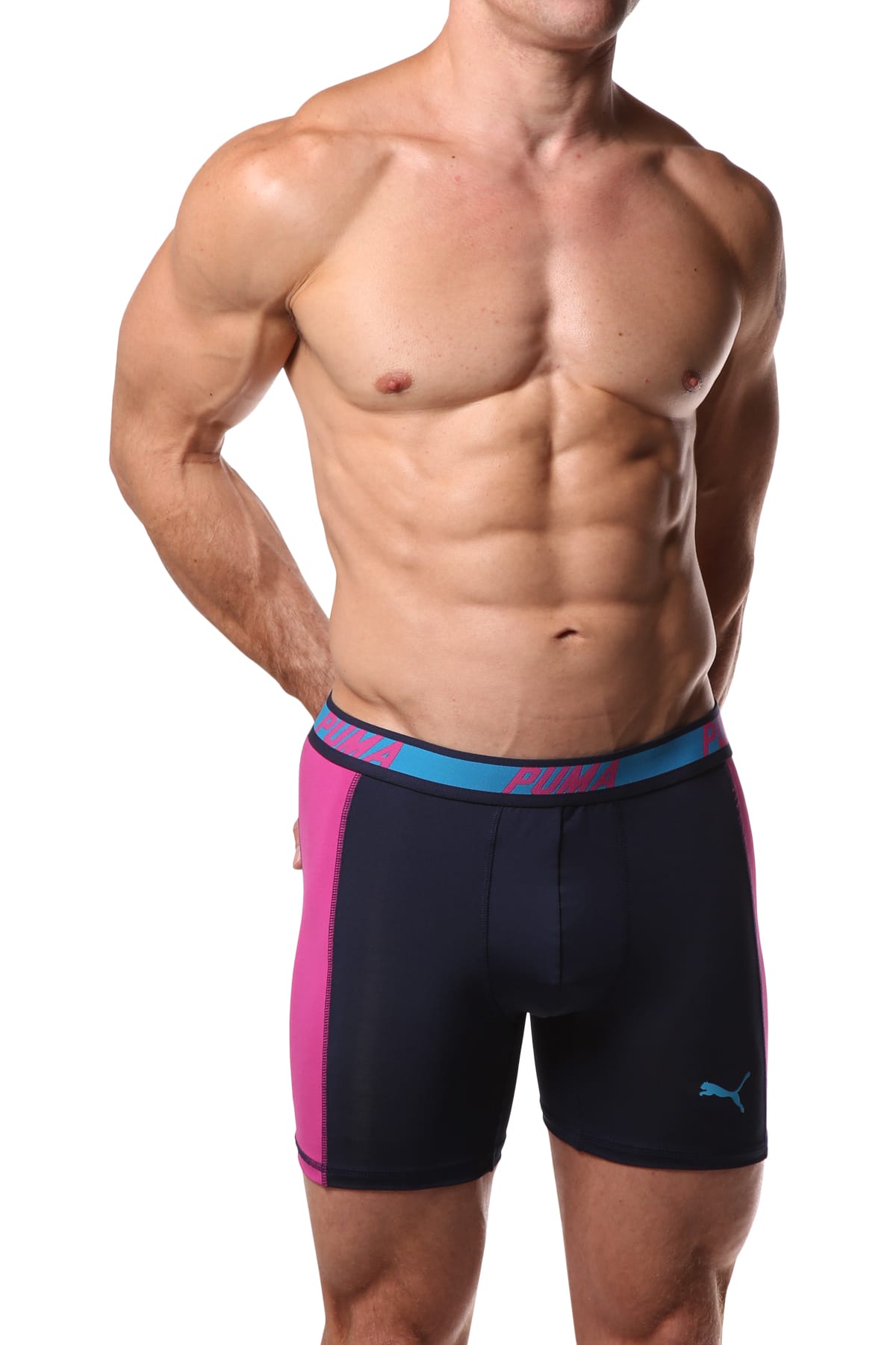 PUMA Navy & Pink Solid Side Panel Boxer Brief