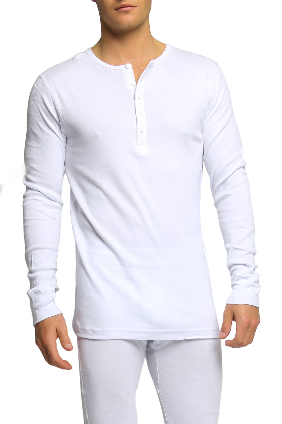 2(X)IST White Essential Long Sleeve Henley
