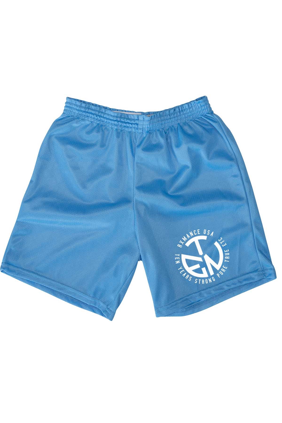 Rxmance Unisex Aqua Blue Circle Ten Mesh Short