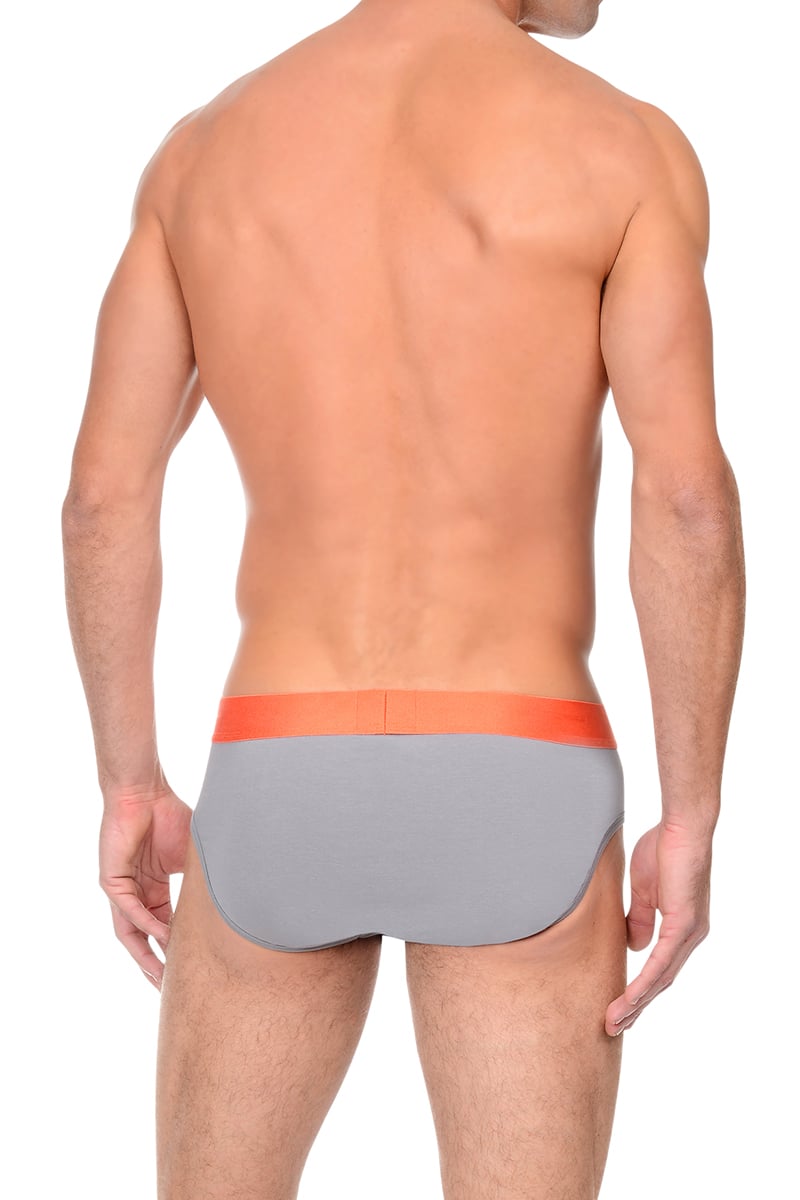 2(X)IST Grey & Orange Electric Cotton Stretch Brief