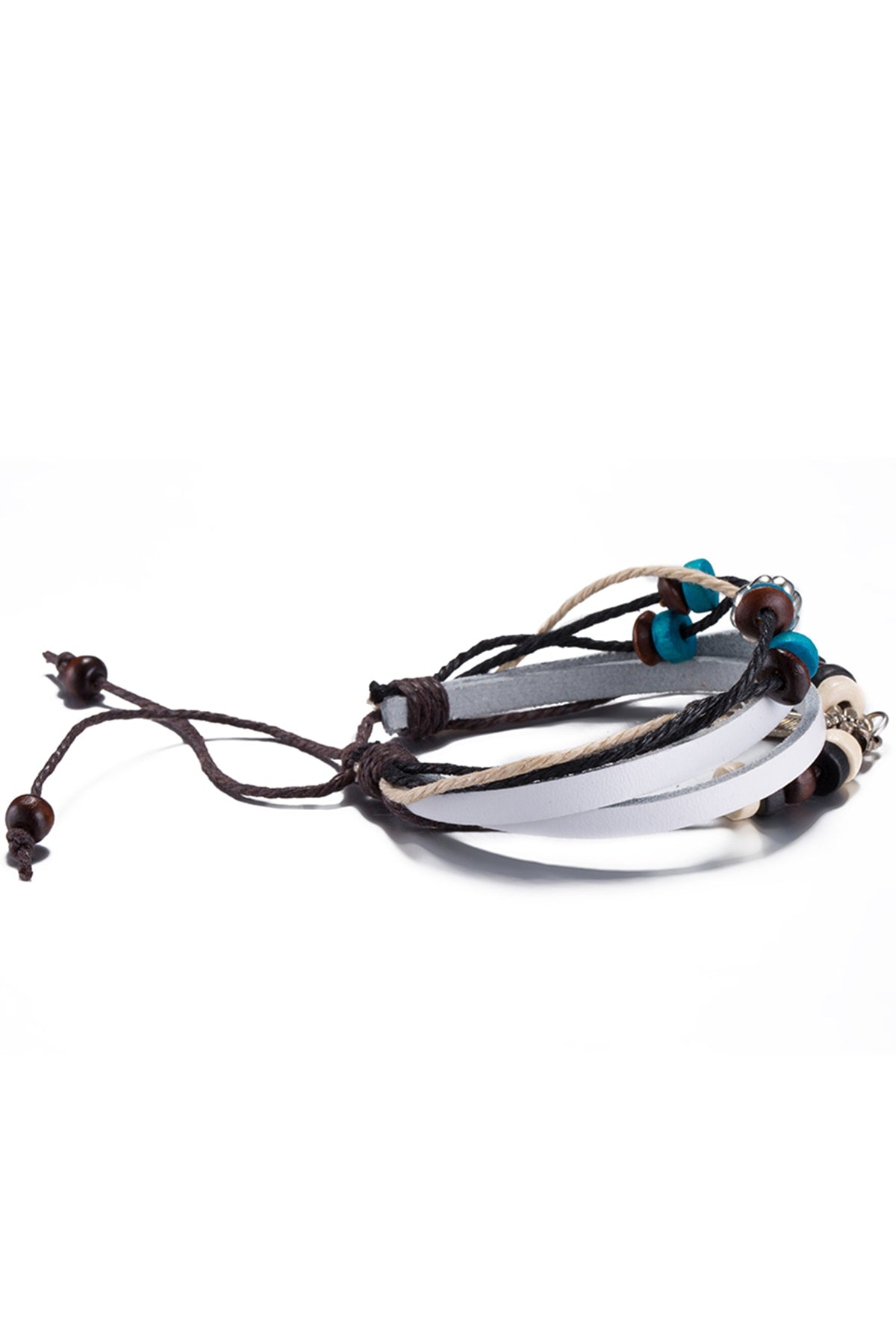 White Leather Feather Charm Bracelet