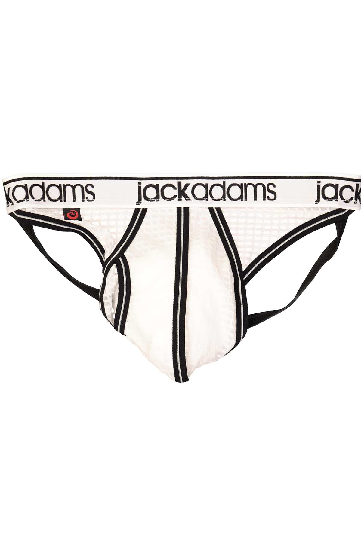 Jack Adams White & Black Varsity Mesh Jockstrap