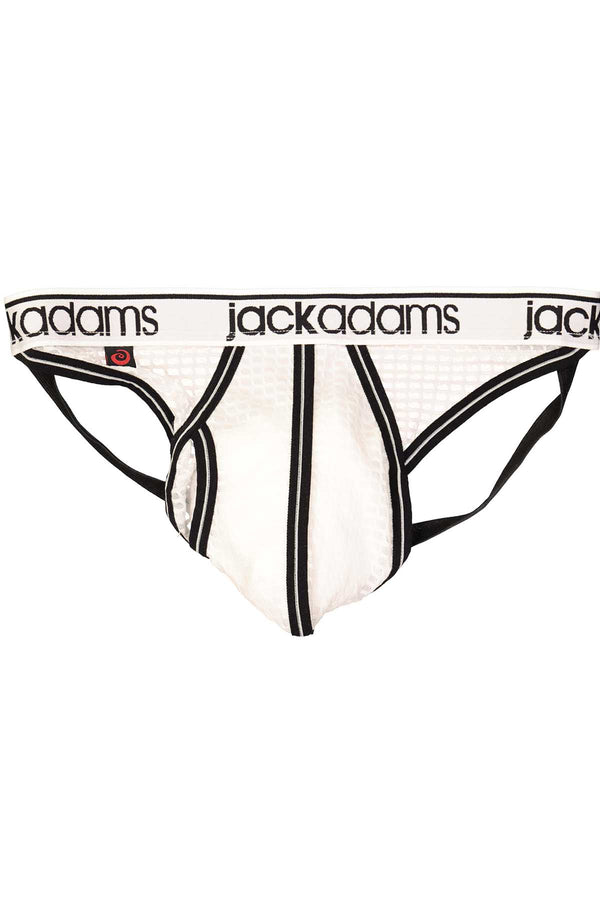 Jack Adams White & Black Varsity Mesh Jockstrap