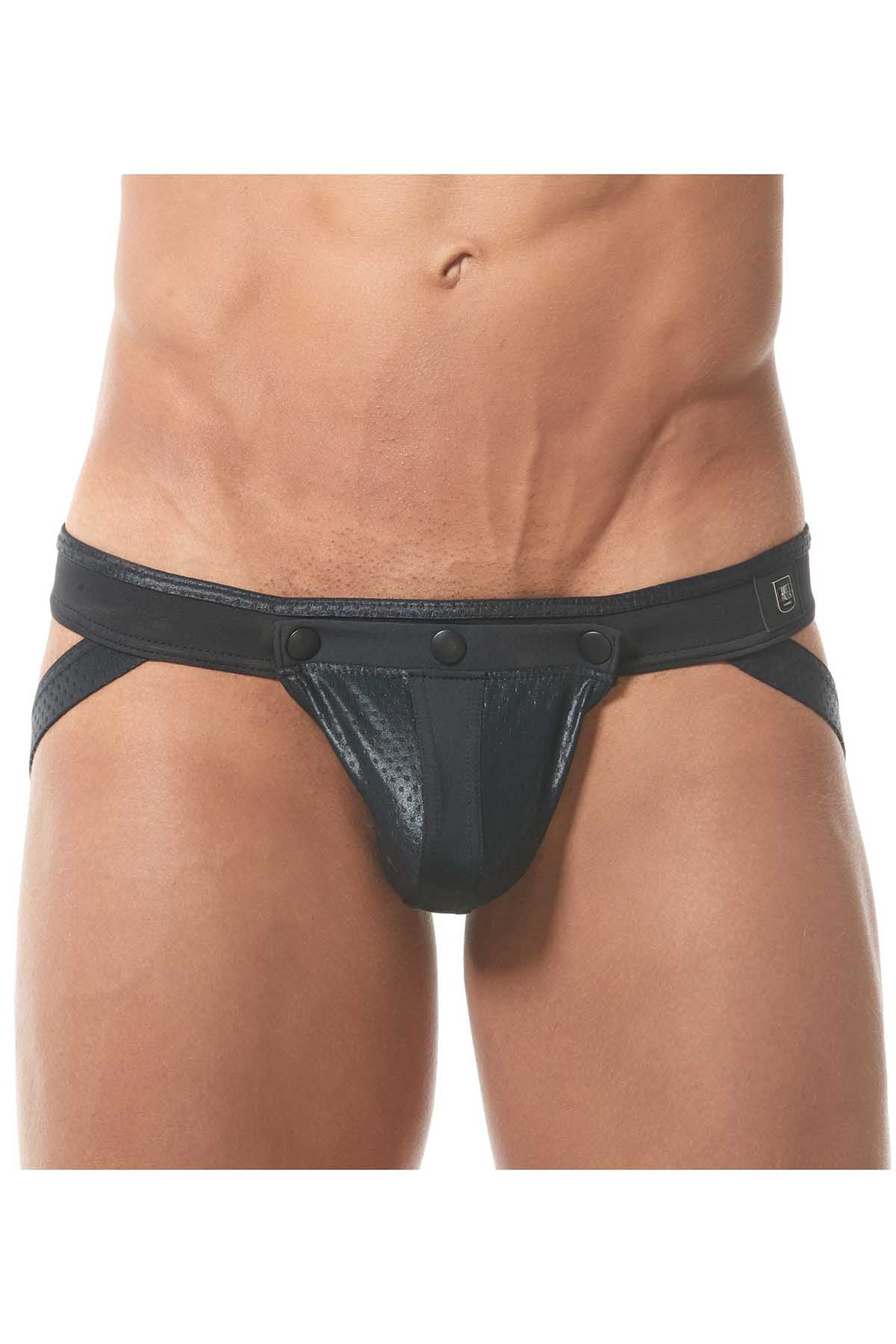 Gregg Homme Black Reveal Italian Jacquard Snap Pouch Jock