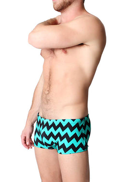 Timoteo Turquoise Zig Zag Swim Trunk thumbnail 2