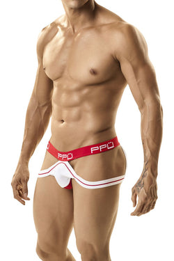 PPÜ White/Red Strappy Jockstrap thumbnail 1