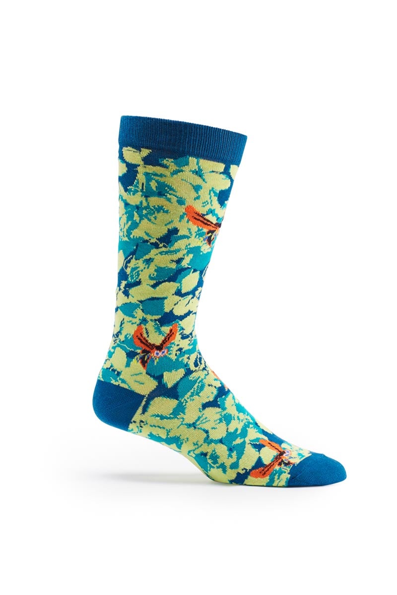 Ozone Turquoise Sinister Floral Calf Sock