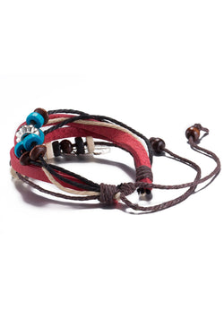 Red Leather Feather Charm Bracelet thumbnail 3