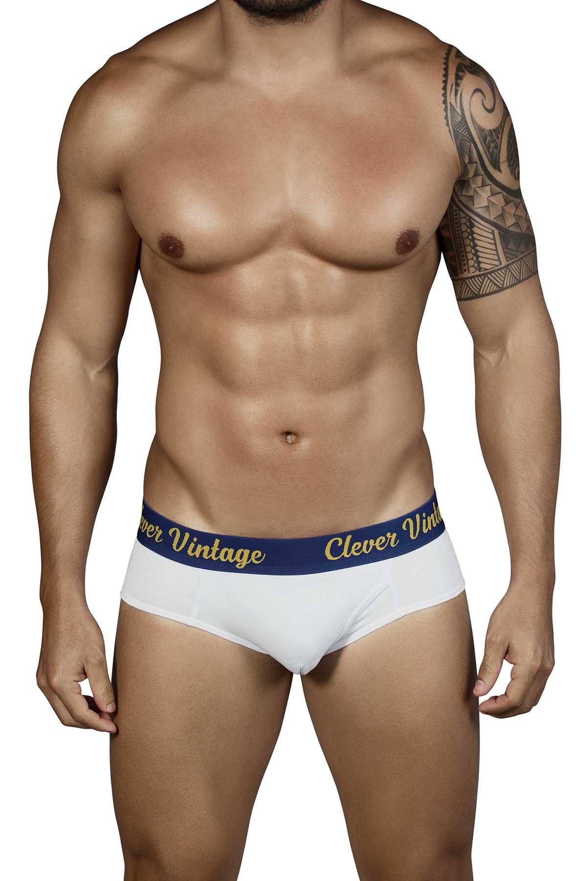 Clever White Old-School Open-Fly Brief